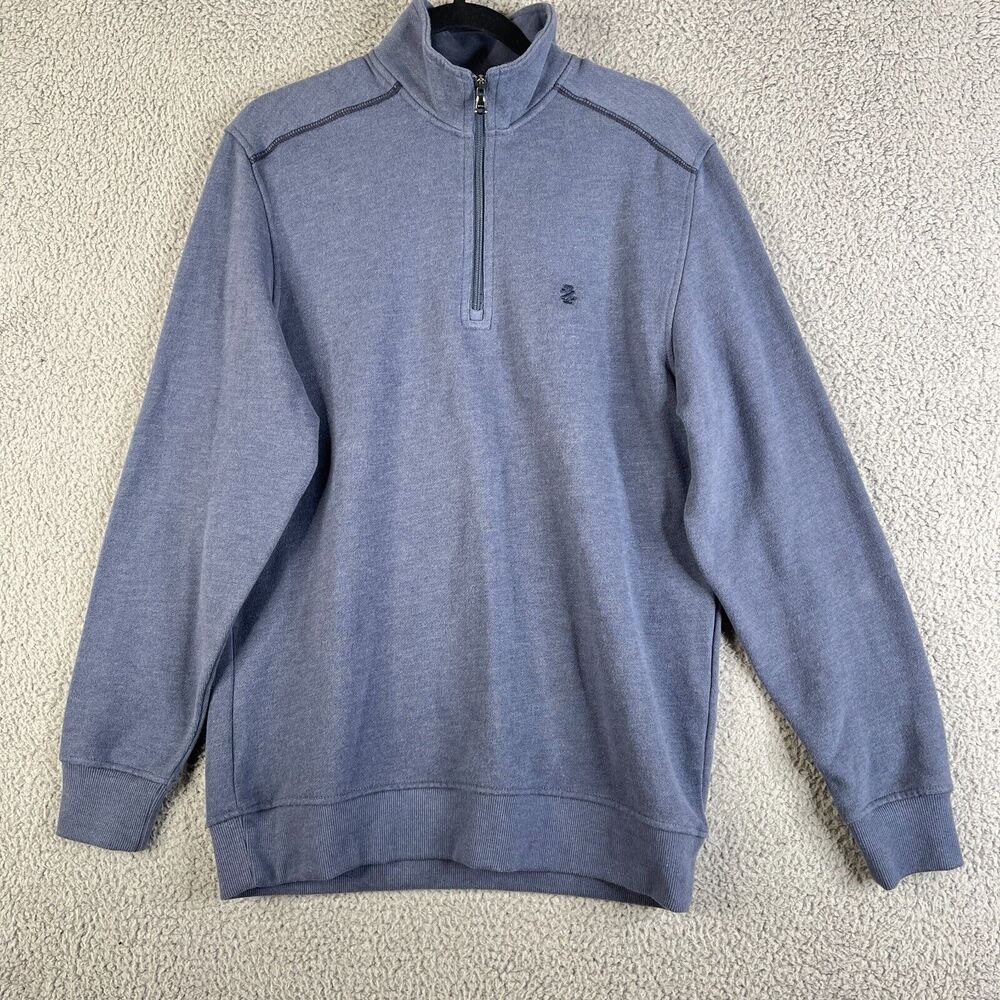 IZOD SALTWATER Sweater Men Small Blue Long Sleeve Relaxed Fit Mock Neck Classics